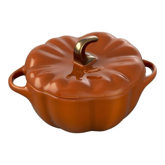 Staub Ceramic 16 oz Petite Pumpkin Cocotte 0.5 Baking/Serving Dish/Decoration