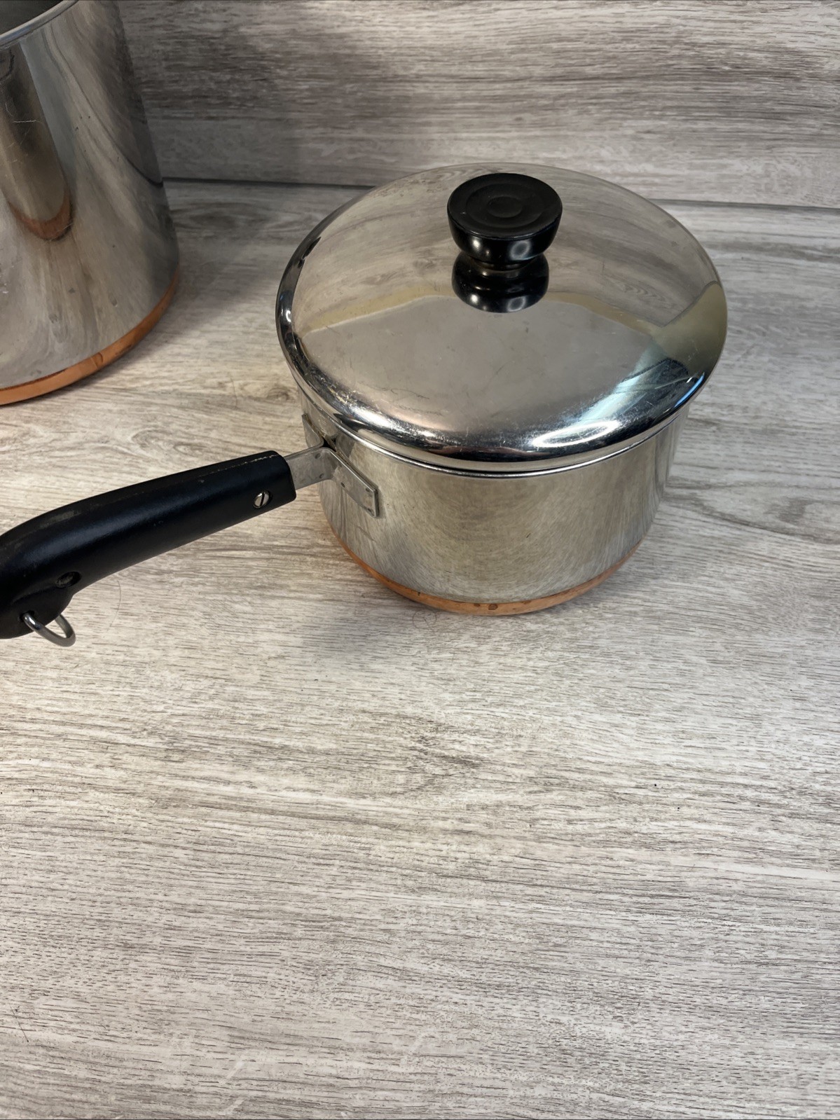 1801 Revere Ware Cook Set 8 Pc Copper Bottom Saucepan Stock Pot Assorted VTG #1