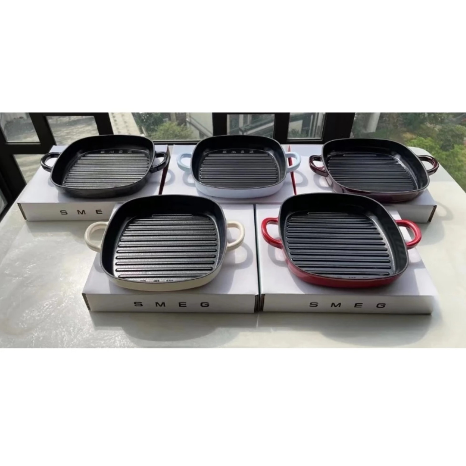 SMEG Nonstick Cast Iron Grill Pan Square Skillet Steak BBQ Fry Pan