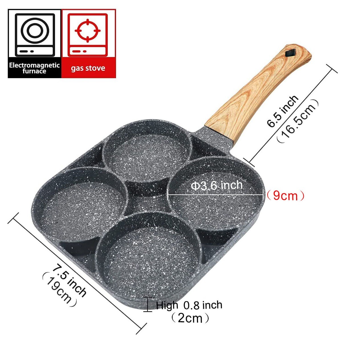 4-Hole Omelet Pan For Burger Egg Ham Pancake Maker