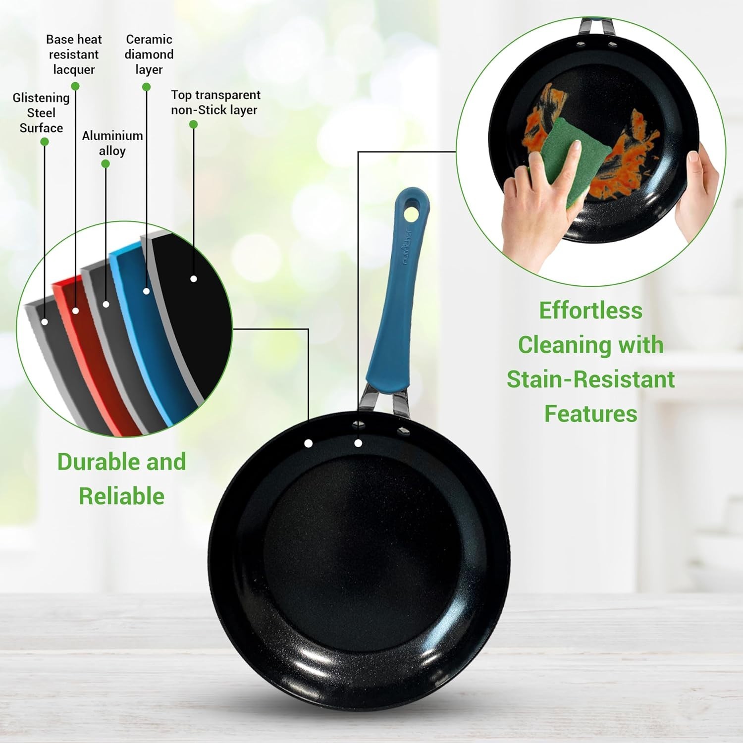 11Pc Nonstick Cookware Set Ceramic Pots Pans Induction Blue