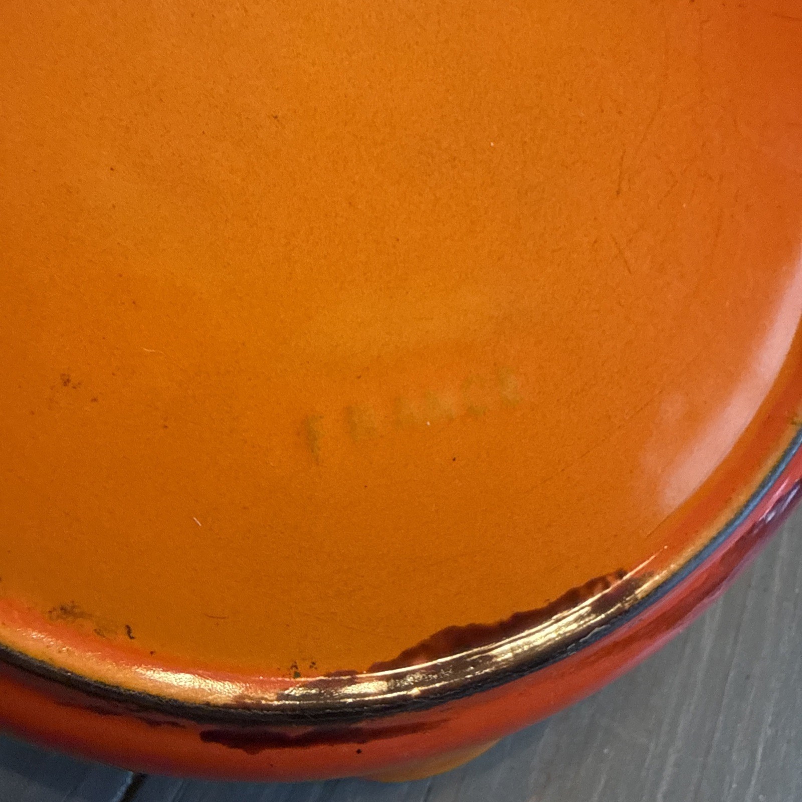 Vintage Le Creuset 6.5″ Orange Enameled Cast Iron 16 Small Fry Pan Skillet