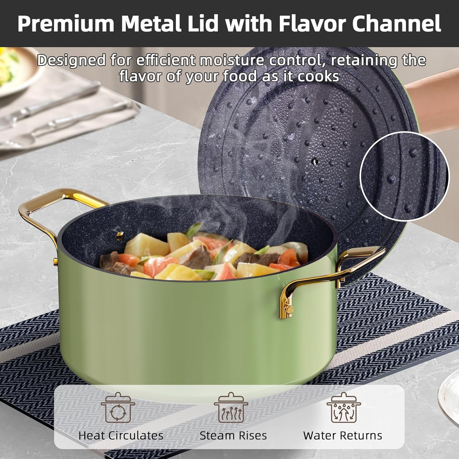 Nuwave Lux LE 13-Pc Cookware Set with Elegant Gold Handle, Diamond Infused Ceram