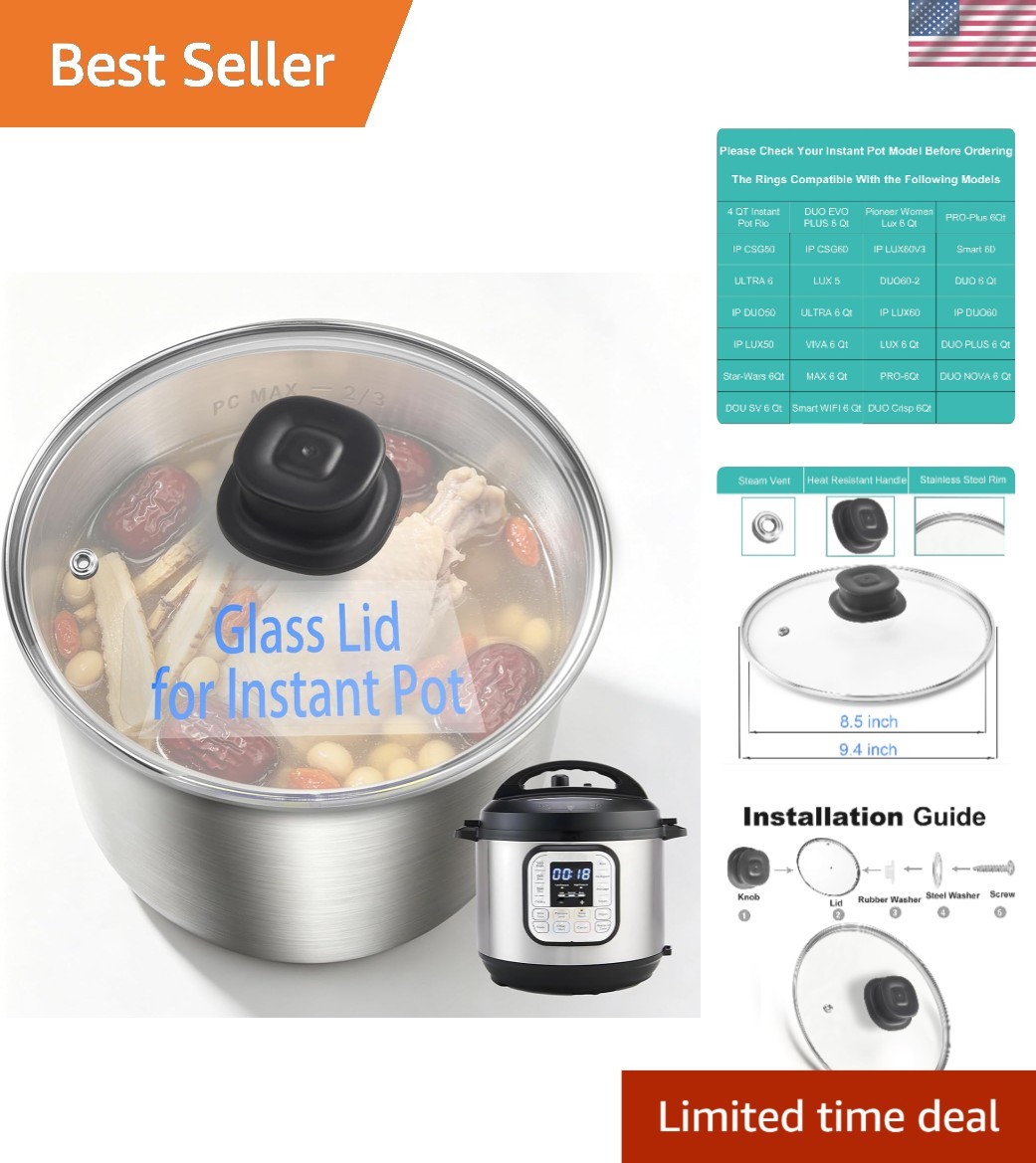 Tempered Glass Lid 9.4In for Instant Pot 5QT & 6QT – Modern Kitchen Essential