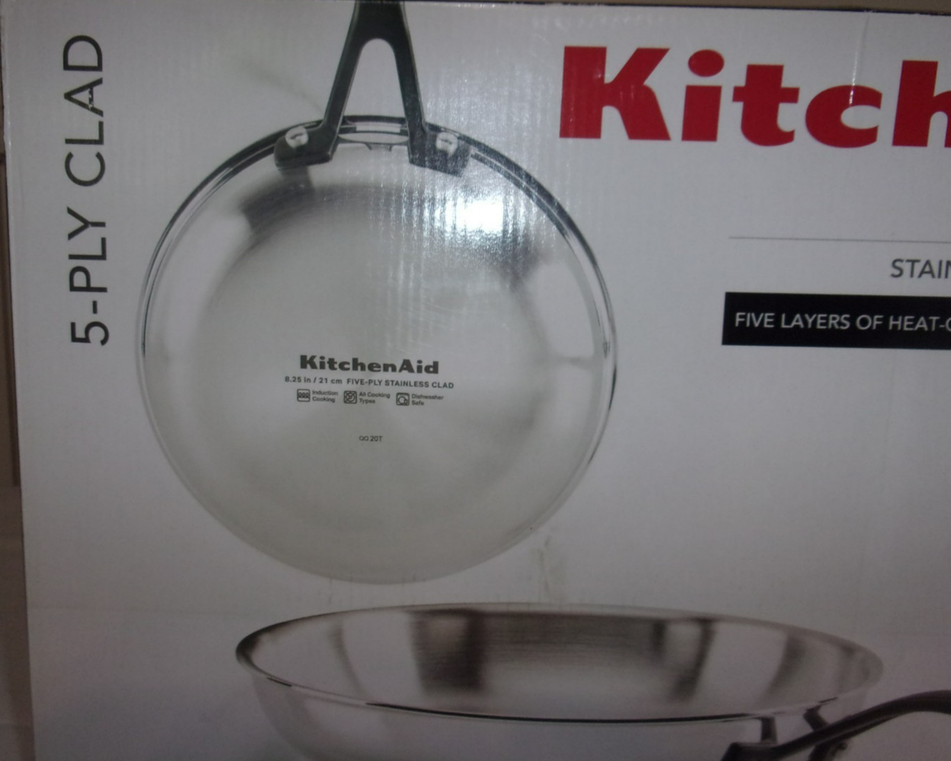 KitchenAid Set of 2 STAINLESS STEEL 5-PLY CLAD 10”25CM /8.5”21 CM Pans No Lid