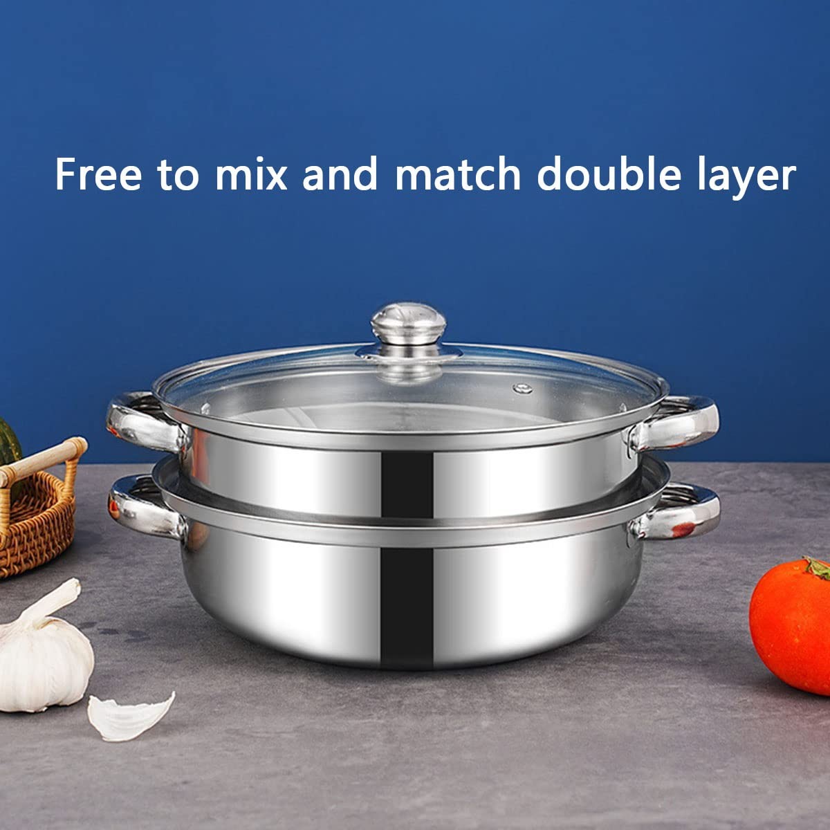 Steamer Pot for Cooking 11 inch, Steamer Pots 3-tier Multipurpose Stainless S…