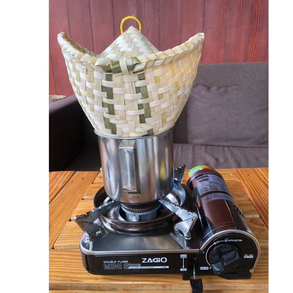 Thai Bamboo Sticky Rice Steamer Pot Set | Handmade Asian Kitchen Tool