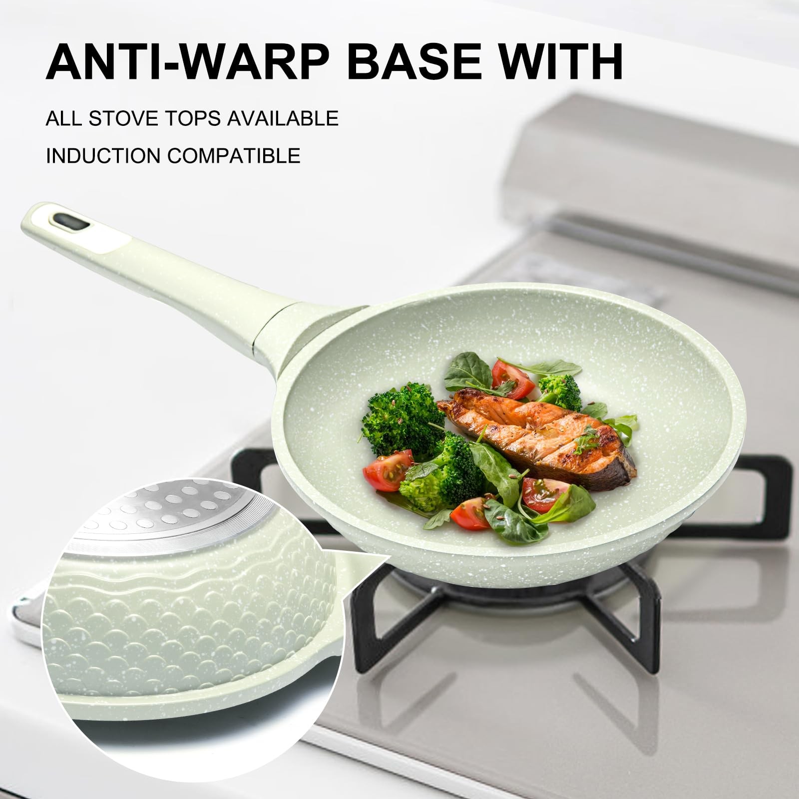 8″ Nonstick Frying Pan w/ Lid Omelette Egg Skillet PFOA Free All Stovetop