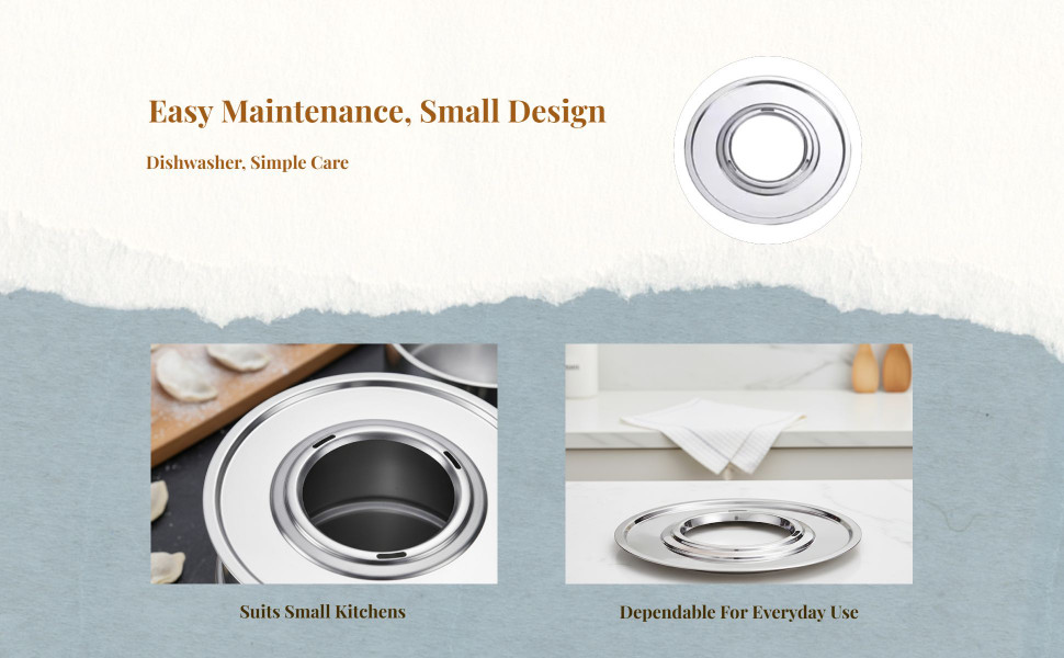 9 inch Fits 5.1 to 8inch Bamboo Steamer Baskets Stainless Steel Steamer Ring for