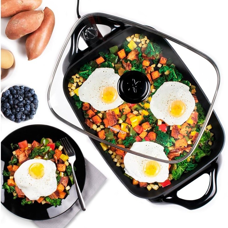 Versatile Electric Skillet Nonstick Cooking Pan W/ Tempered Glass Cover 1500W US