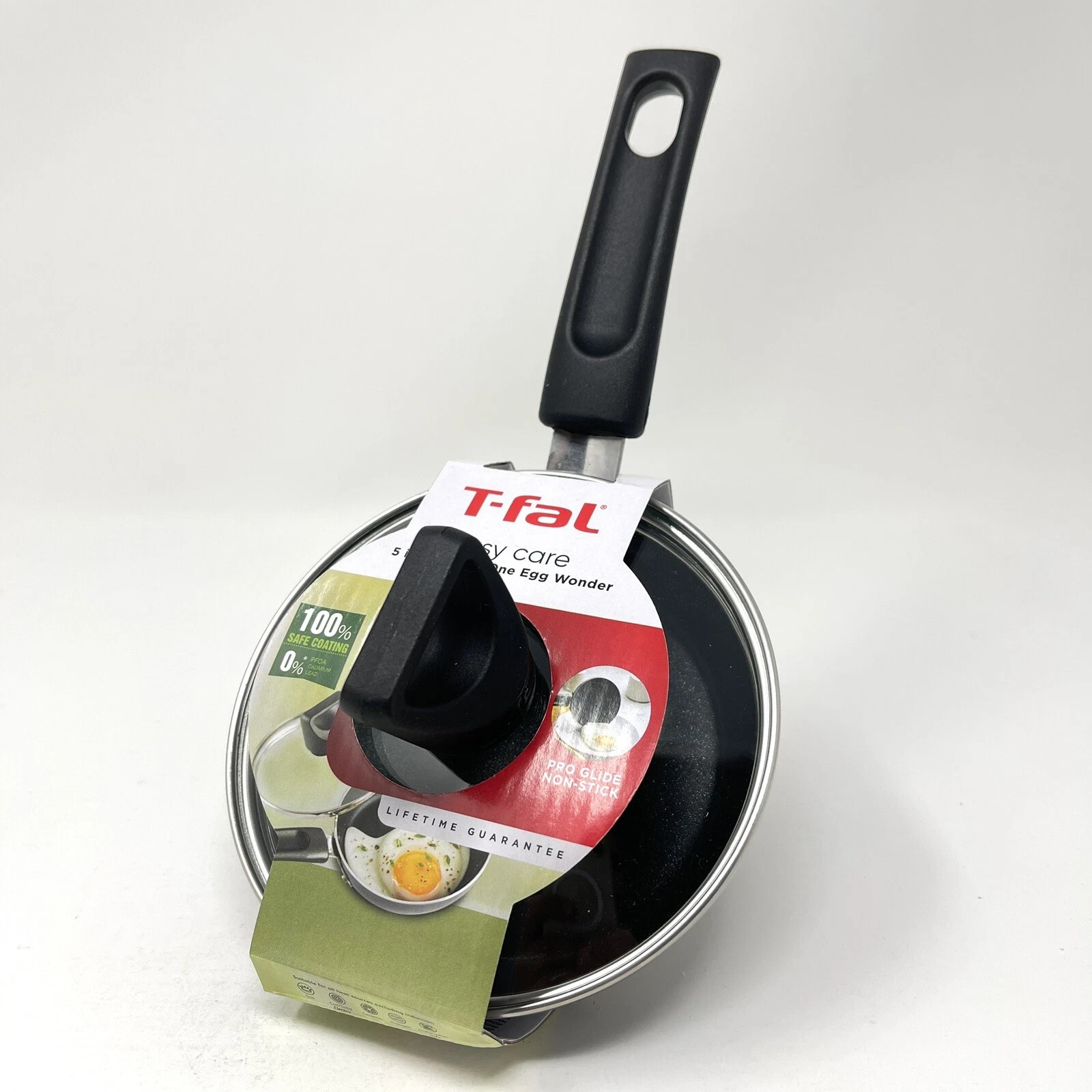 Small Frying Pan Tfal Nonstick 5 Inch With Lid Covered One Egg Wonder Black New