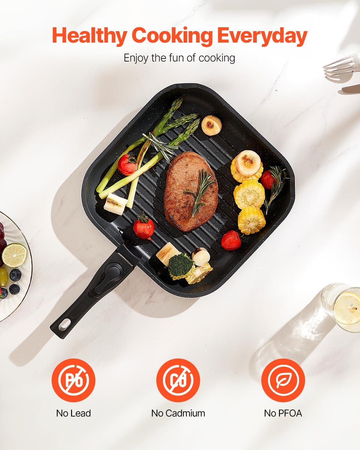 17 Piece Pots and Pans Set, Granite Nonstick Detachable Handle Cookware, Spac…