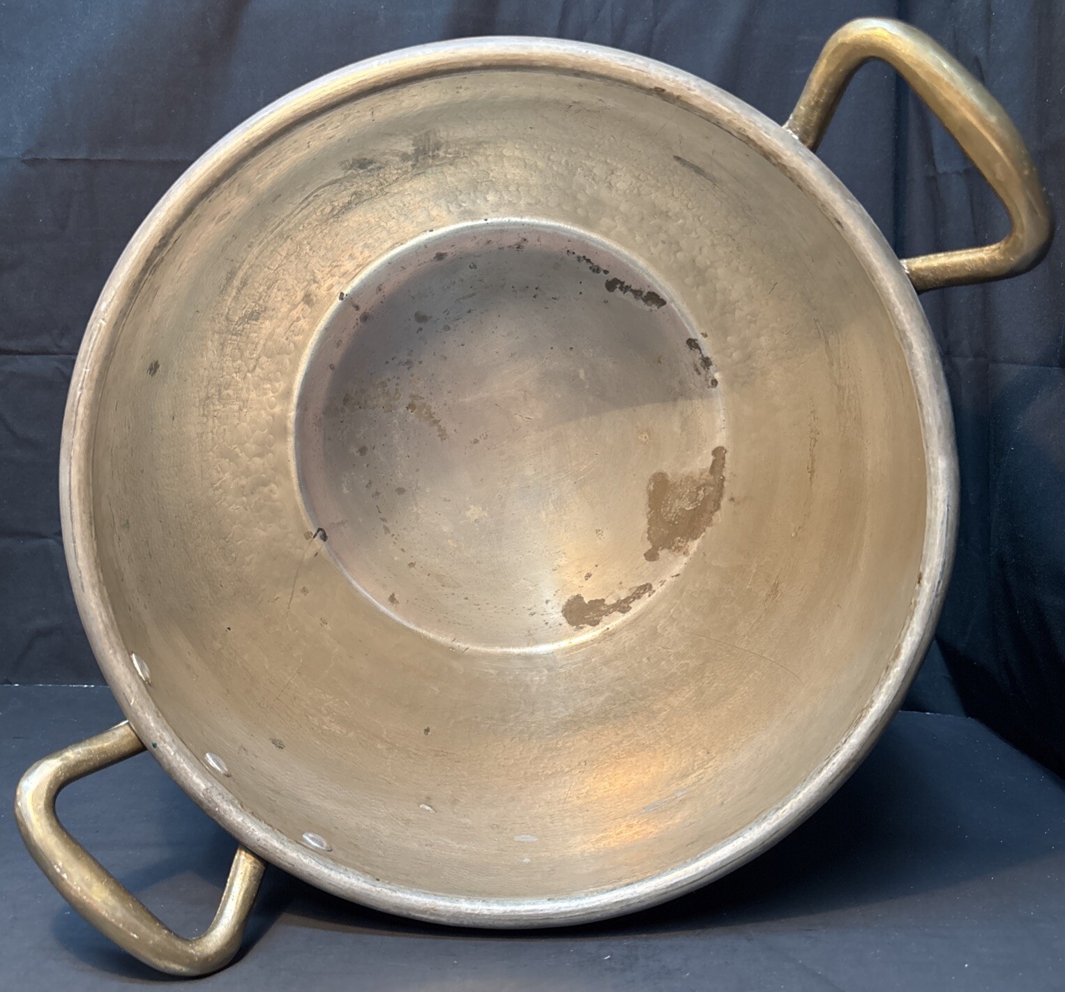 RUFFONI LARGE HAMMERED COPPER STOCK POT 14 QUART MADE IN ITALY