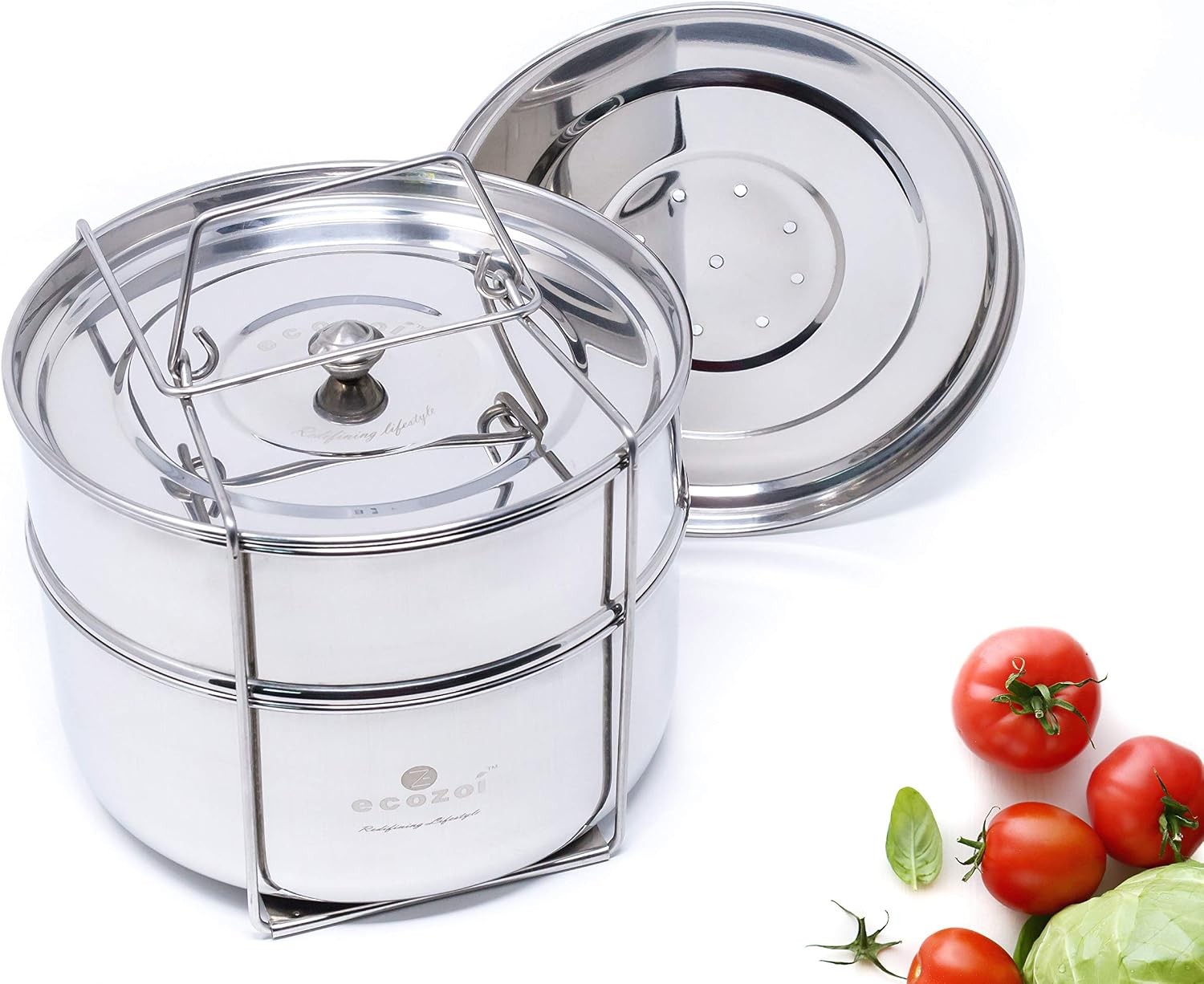 Premium Stackable Steamer Insert Pans Pot in Pot Compatible with Smaller