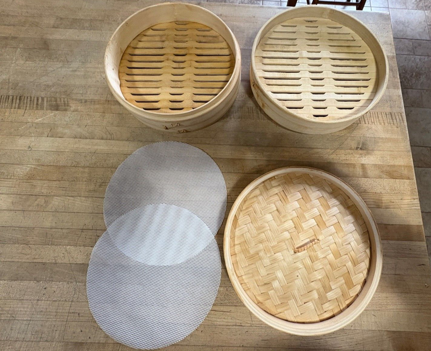 BAMBOO STEAMER BASKET 2 Tier 10-Inch KITCHENCRUST