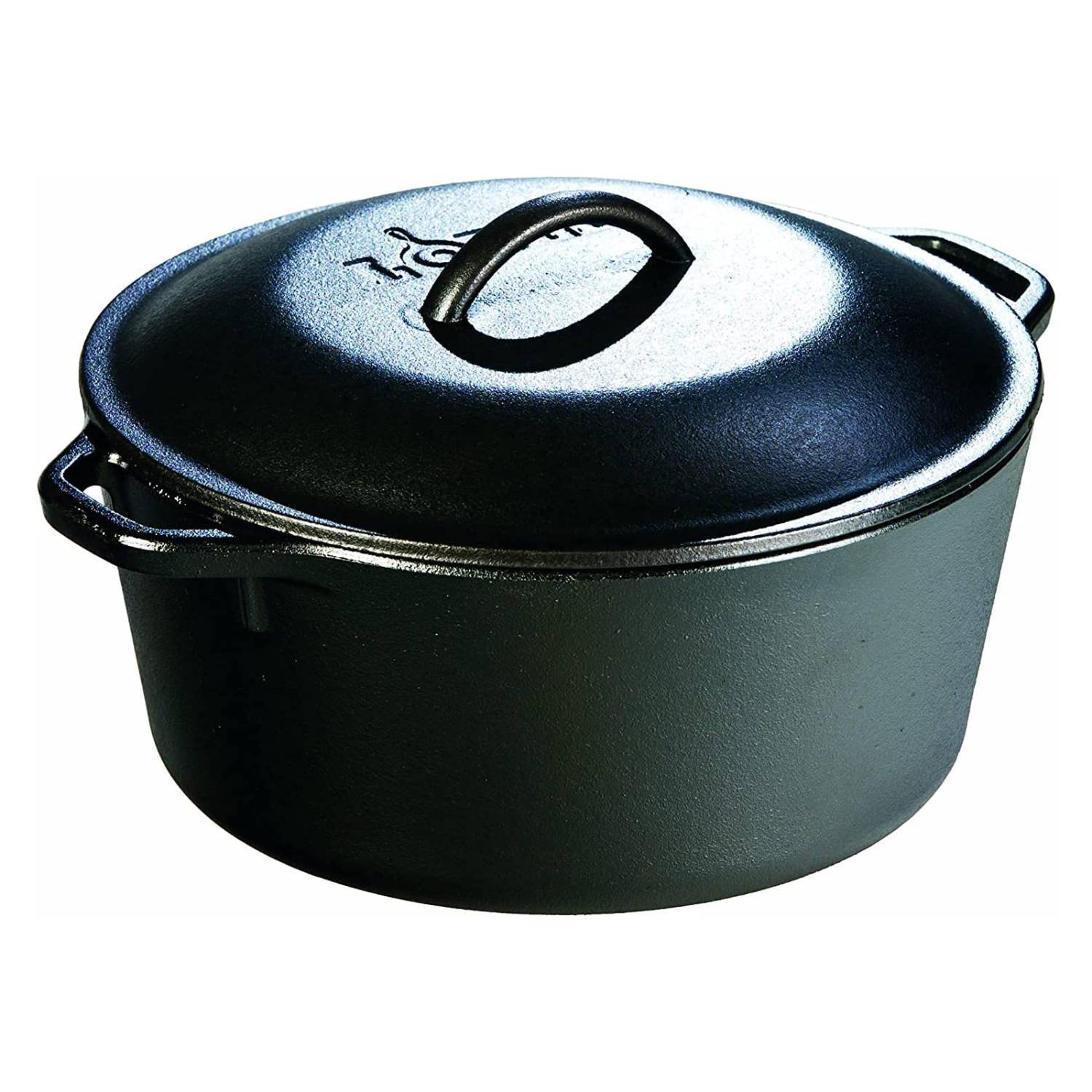 Lodge Cast Iron Dutch Oven, Dual Handles, Pre-Seasoned Cooking Serving Pot, 5 Qt