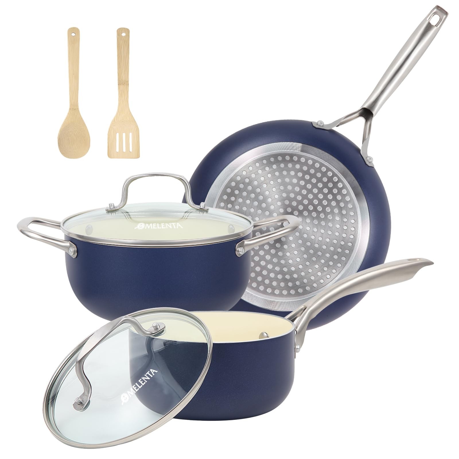 Pots and Pans Set, 7 Piece Nonstick Ceramic Cookware Set, Kitchen Induction C…