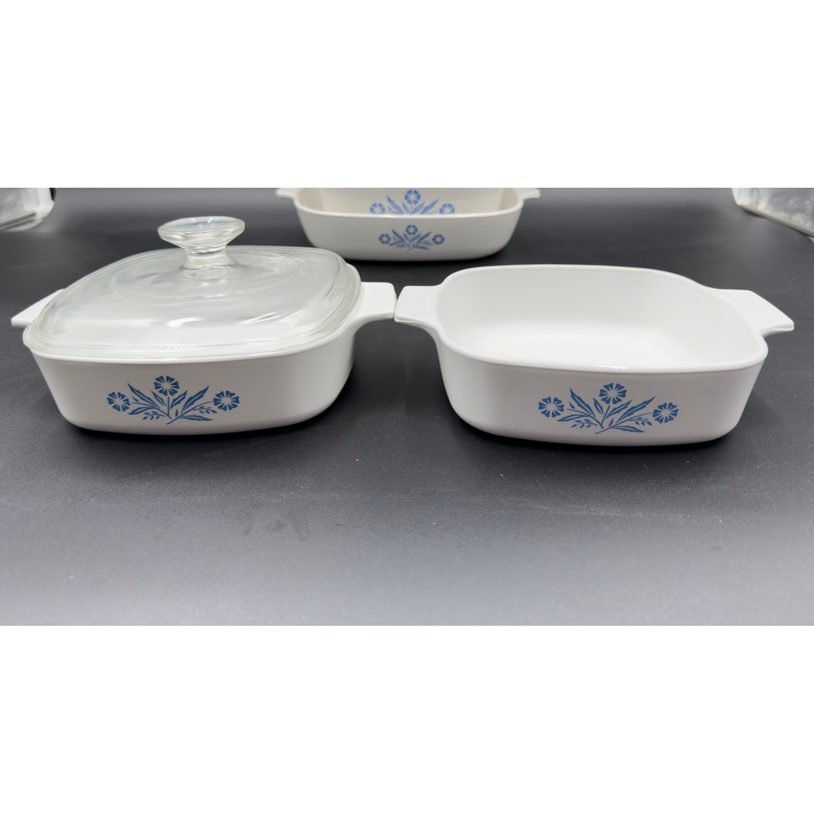Vintage Corning Ware Blue Cornflower Casserole Dishes & Skillet 7-Piece Set