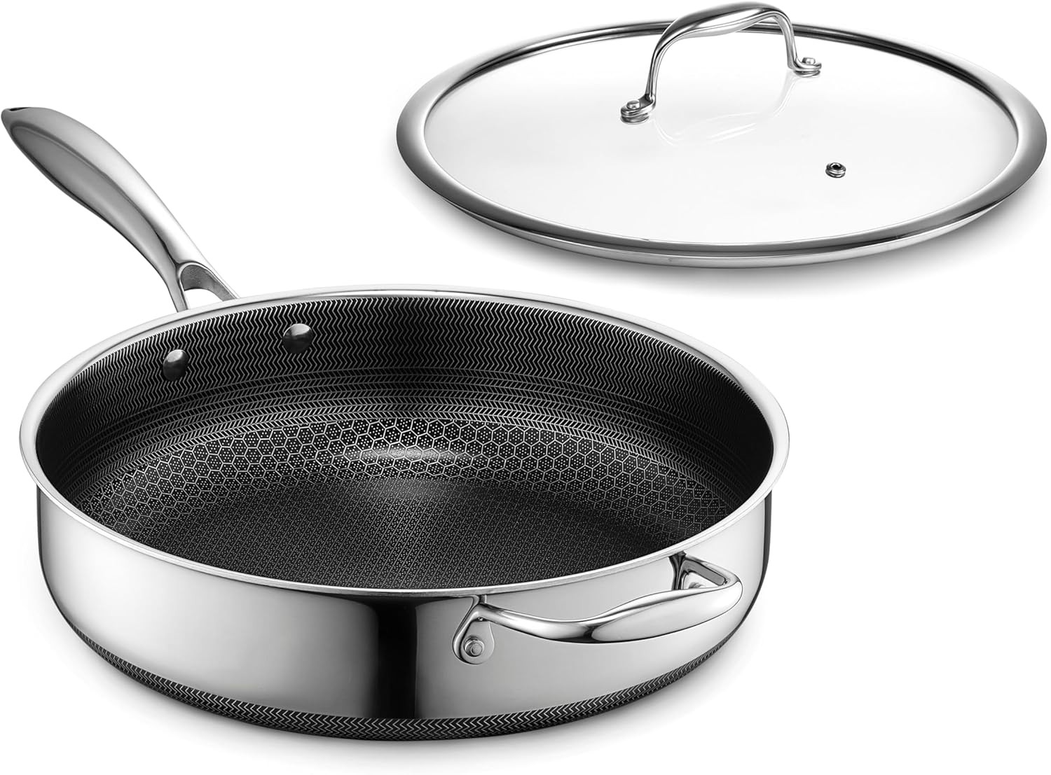 Versatile 4.5-Quart Nonstick Deep Sauté Pan with Glass Lid & Stay-Cool Handle