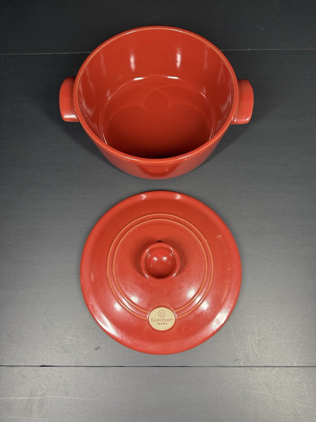 Emile Henry 4.2qt Ceramic Round Stewpot Dutch Oven w/ Lid Burgundy Red