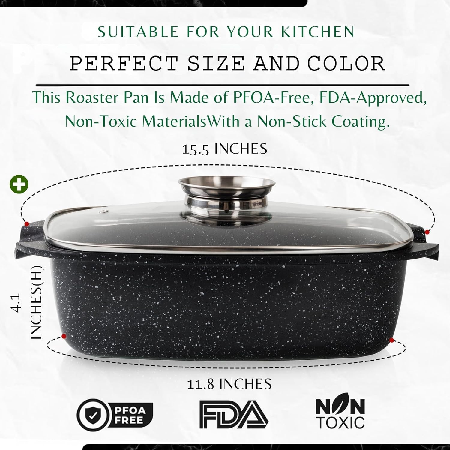 6 Quart Oval Roaster Pot with Lid, 12″x8.3″ Die Cast Aluminum Chicken Roaster…
