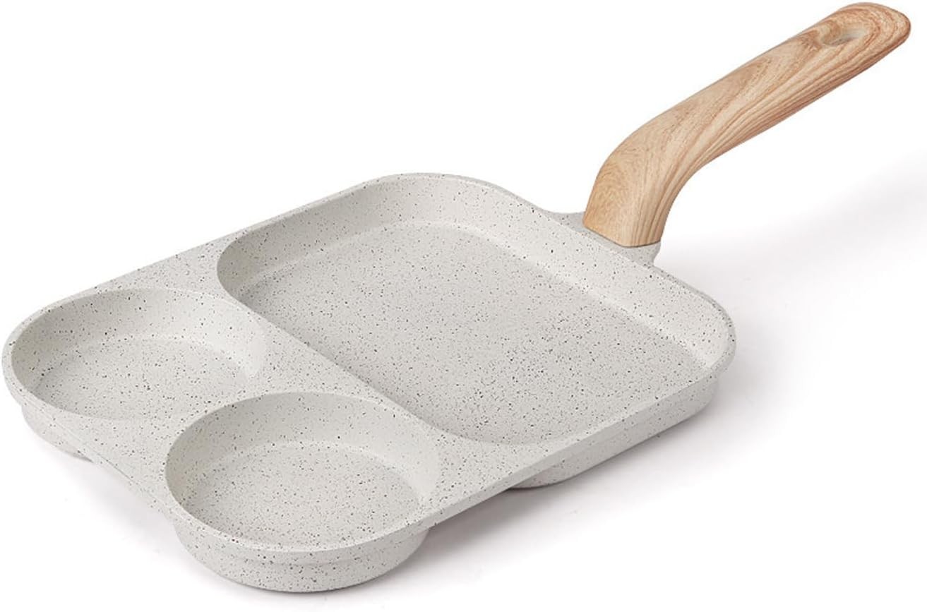 Egg Frying Pan, 3 Section Omelette Pan with Nonstick Coating, Aluminium Alloy,