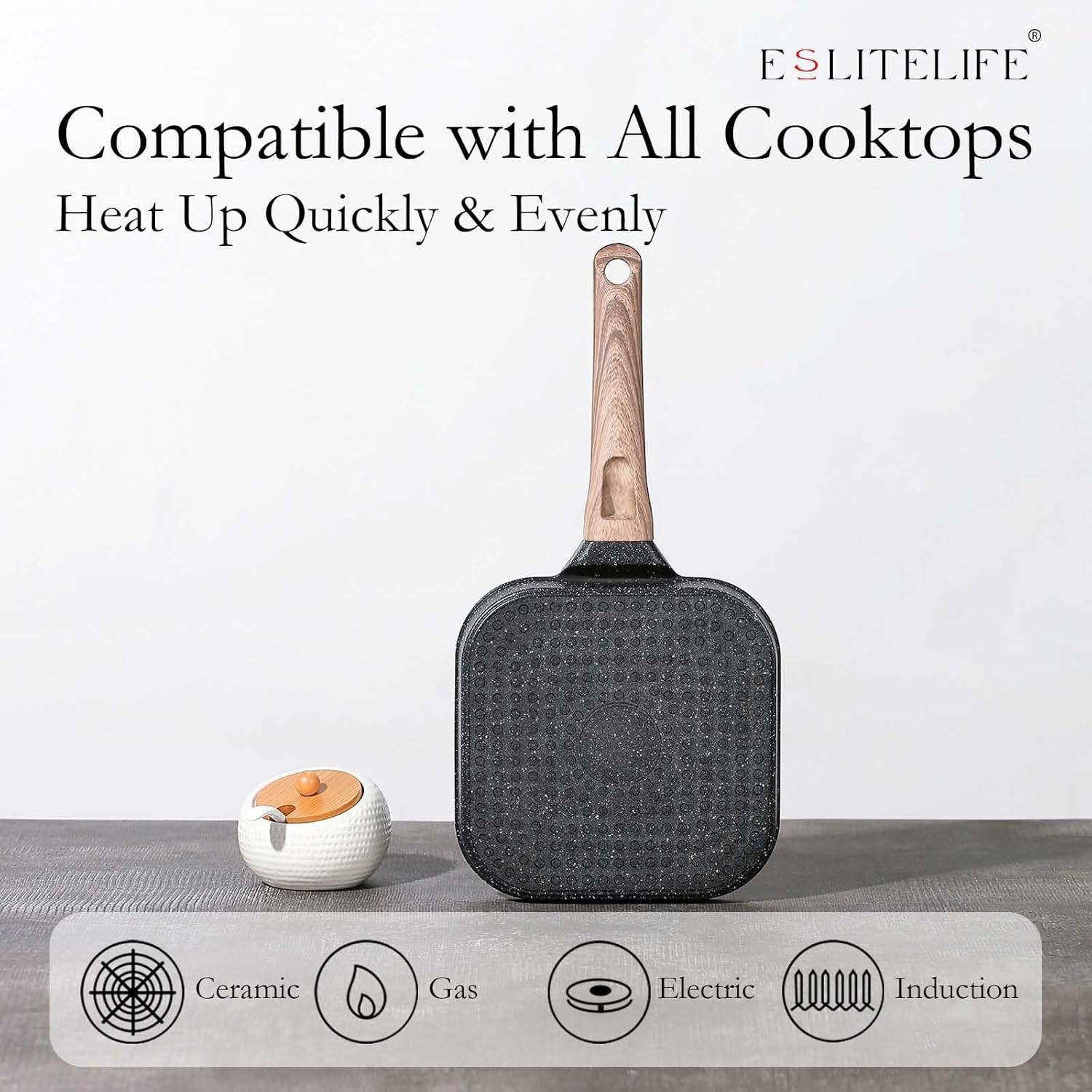 ESLITE LIFE 7 Inch Nonstick Small Grill Pan for Indoor