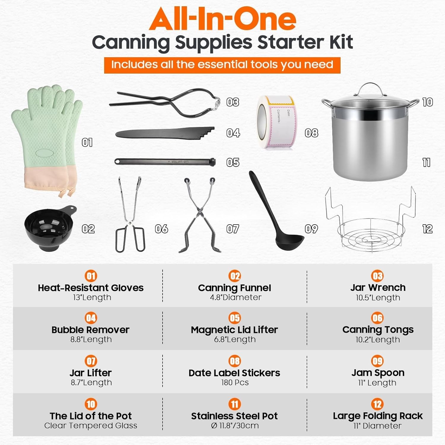 Stainless Steel Canning Pot with Rack and Lid, Large Water Bath Canner, Full …