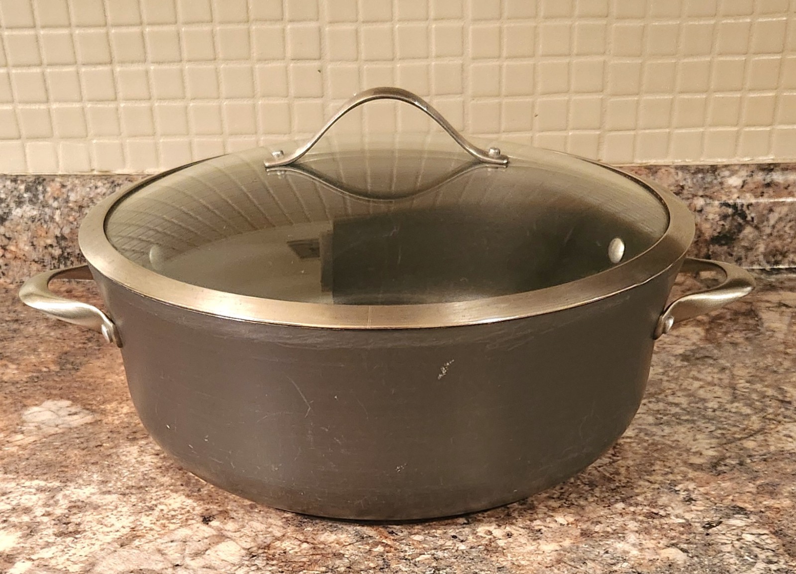 Calphalon 8.5 Qt Hard Anodized Dutch Oven Stock Pot w/ Glass Lid 8788 1/2