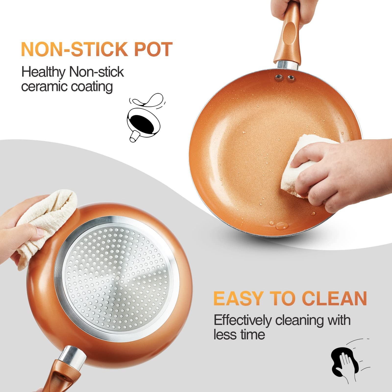 11pc Nonstick Cookware Set Pots Pans Ceramic Coating Induction Gas Stay Cool Han