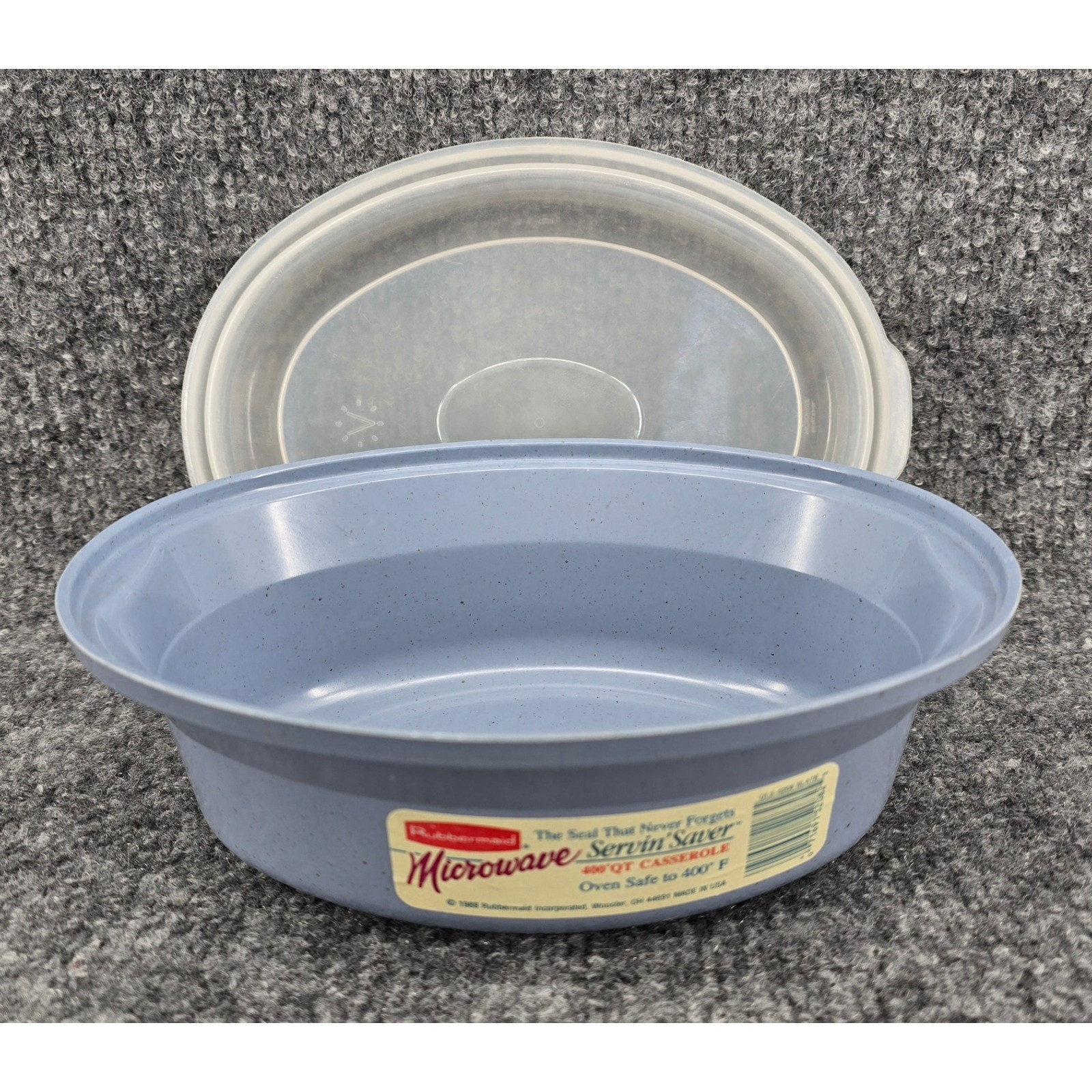 Vtg Rubbermaid Microwave Casserole Dish 36oz Slate Blue 1988 Servin Saver 0346