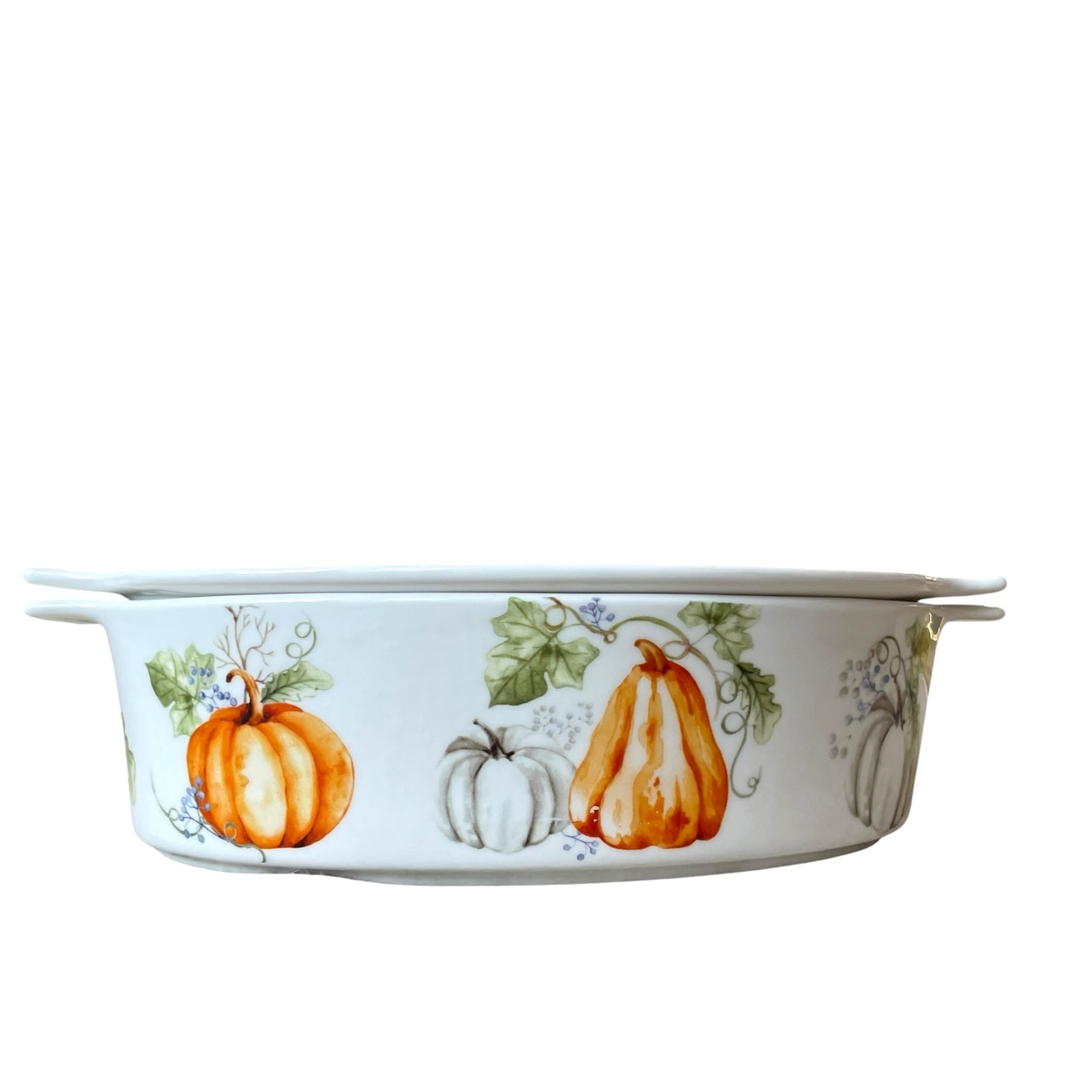 Grace Pantry Oval Oven Safe Baker Casserole w/ Lid 11in Fall Thanksgiving NEW