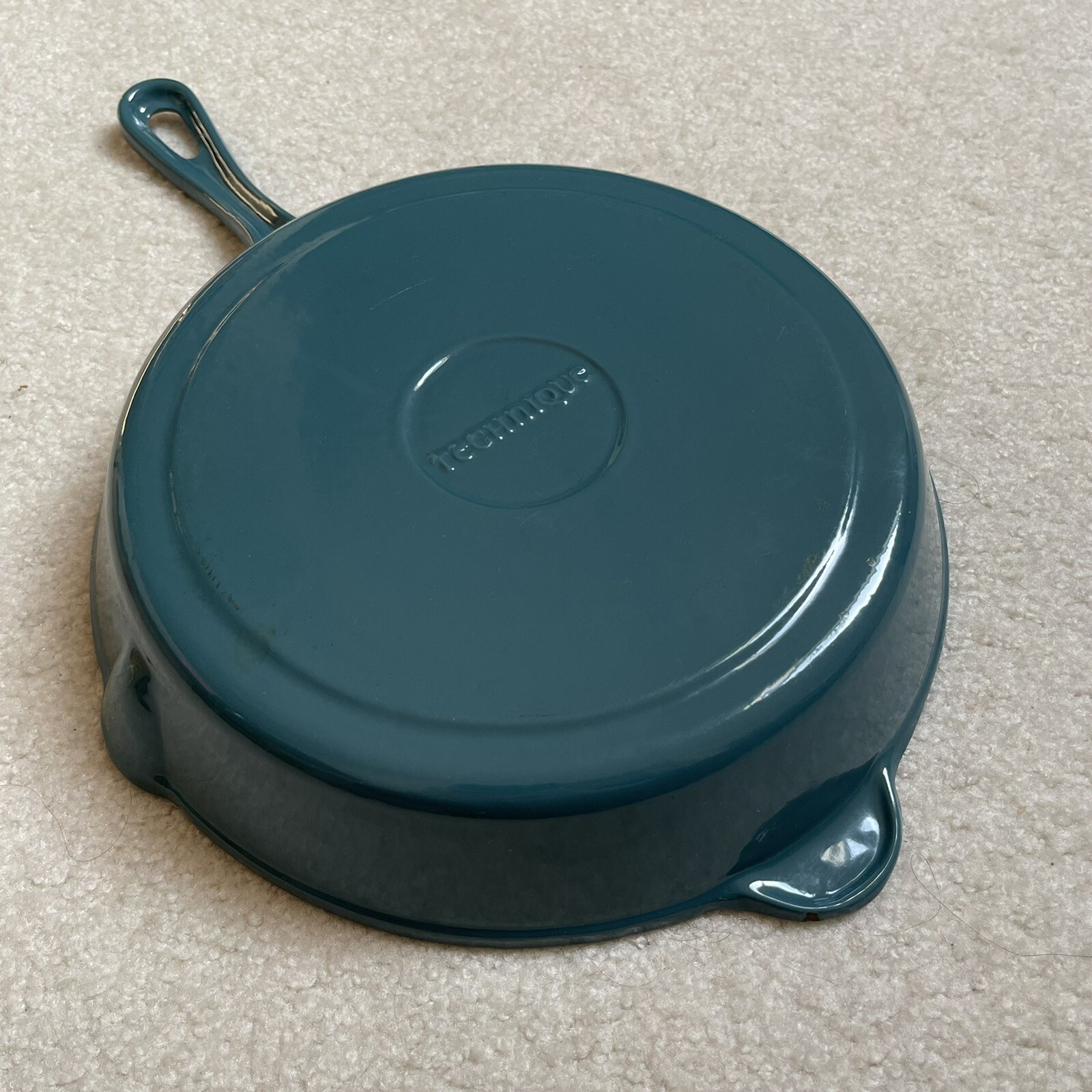 Technique, Grill Pan 10.5 Inches, Turquoise/Teal, Cast Iron Enameled