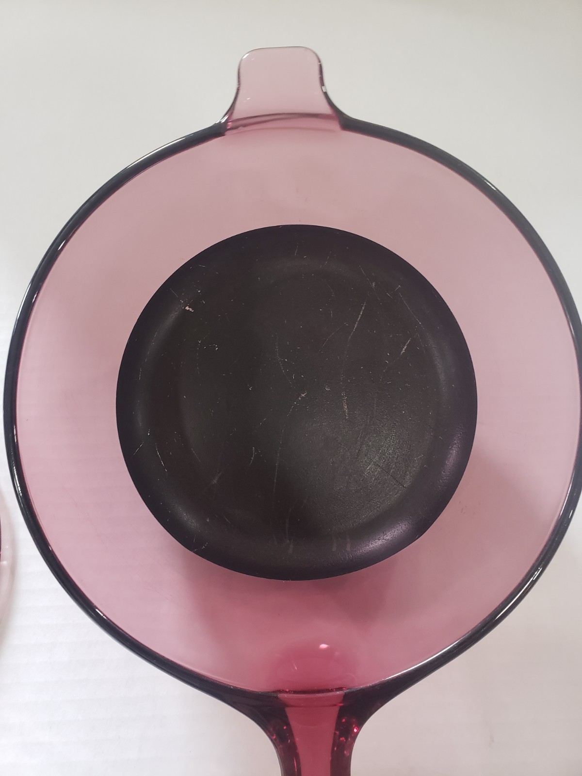 Corning Visions Cranberry 2.5L Saucepan Pot w/ Glass Lid, USA Vintage Cookware