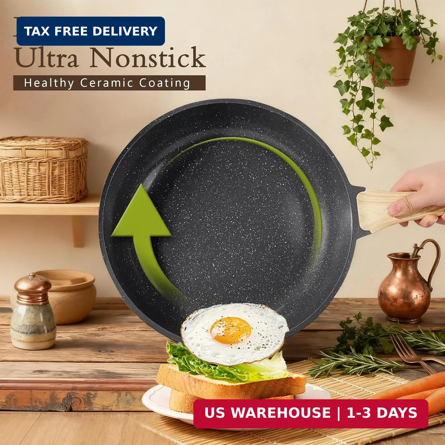 GiPP Ceramic Pots and Pans Set Non Stick – 17 Pcs Nonstick Cookware Set, Non-tox