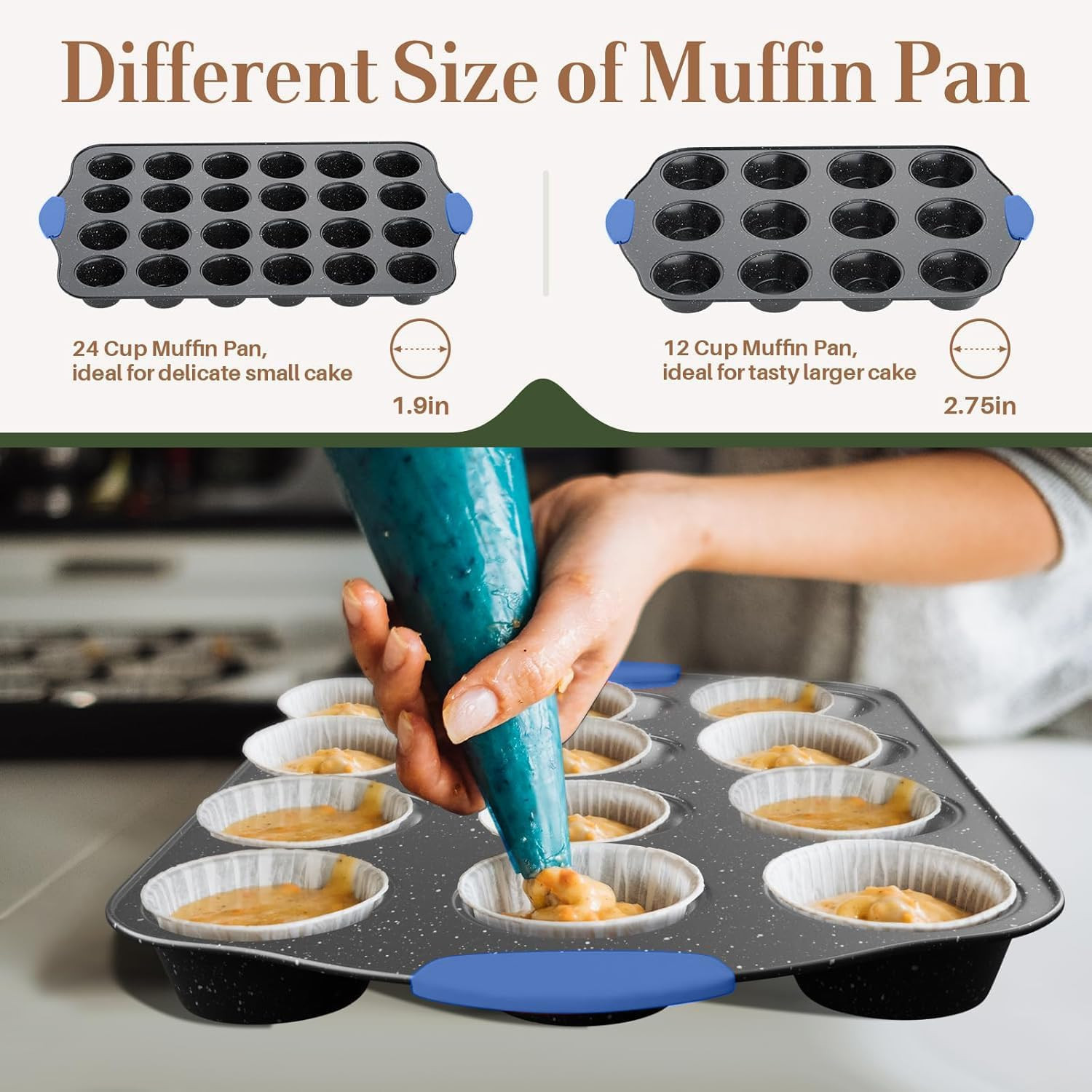 Premium 11-Piece Nonstick Baking Set with Cool-Touch Handles – Black & Blue