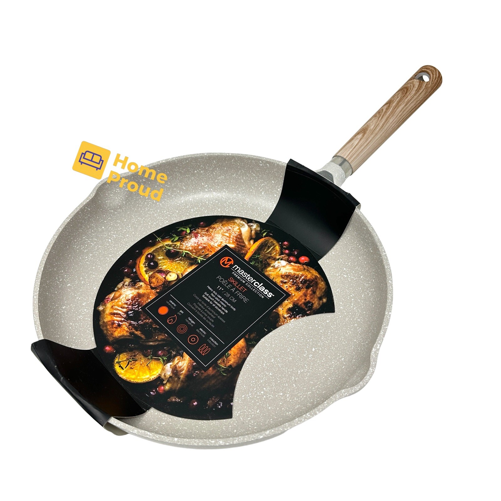 Masterclass Frying Pan Skillet Nonstick 11 Inch Premium Kitchen Cookware Beige