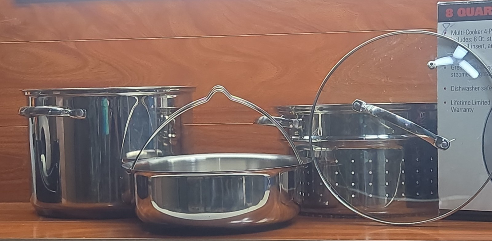 Exeter Stainless Steel 8 Quart 4 Piece Set Multi-Cooker with Glass Lid