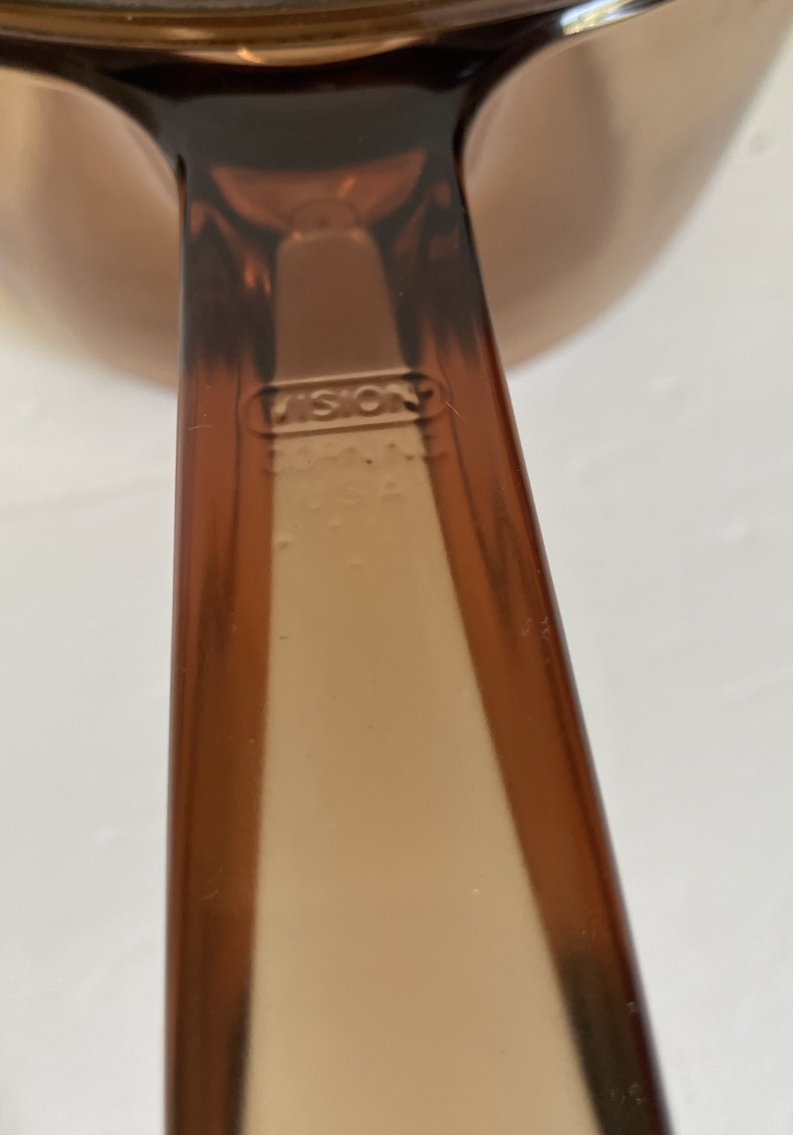 Vtg Vision Corning Ware 1L Amber Sauce Pan Pot w/Pour Spout & Pyrex Lid