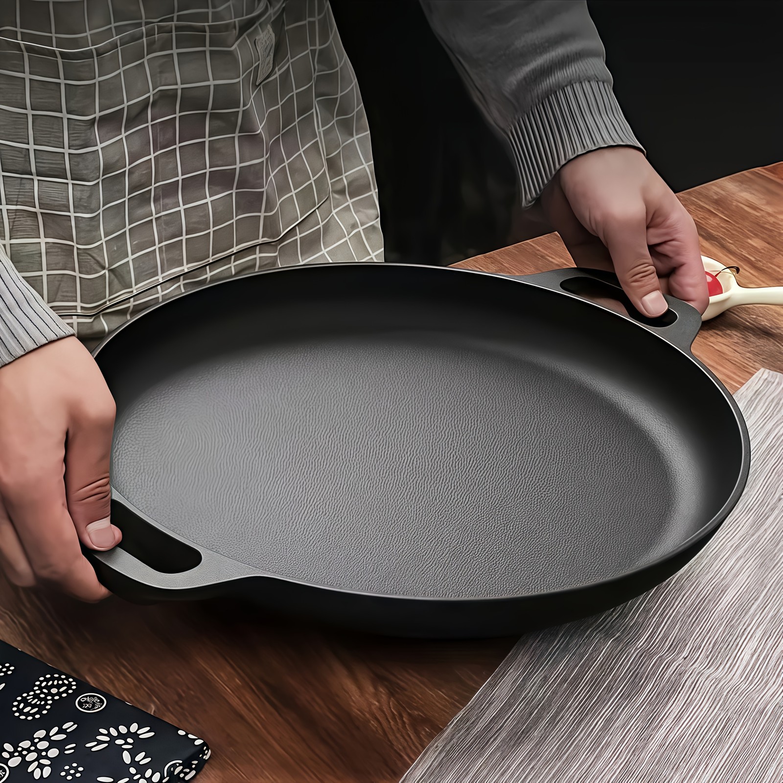 Pre-Seasoned Heavy-Duty Cast Iron Skillet – Non-Stick Pizza Pan & Griddle