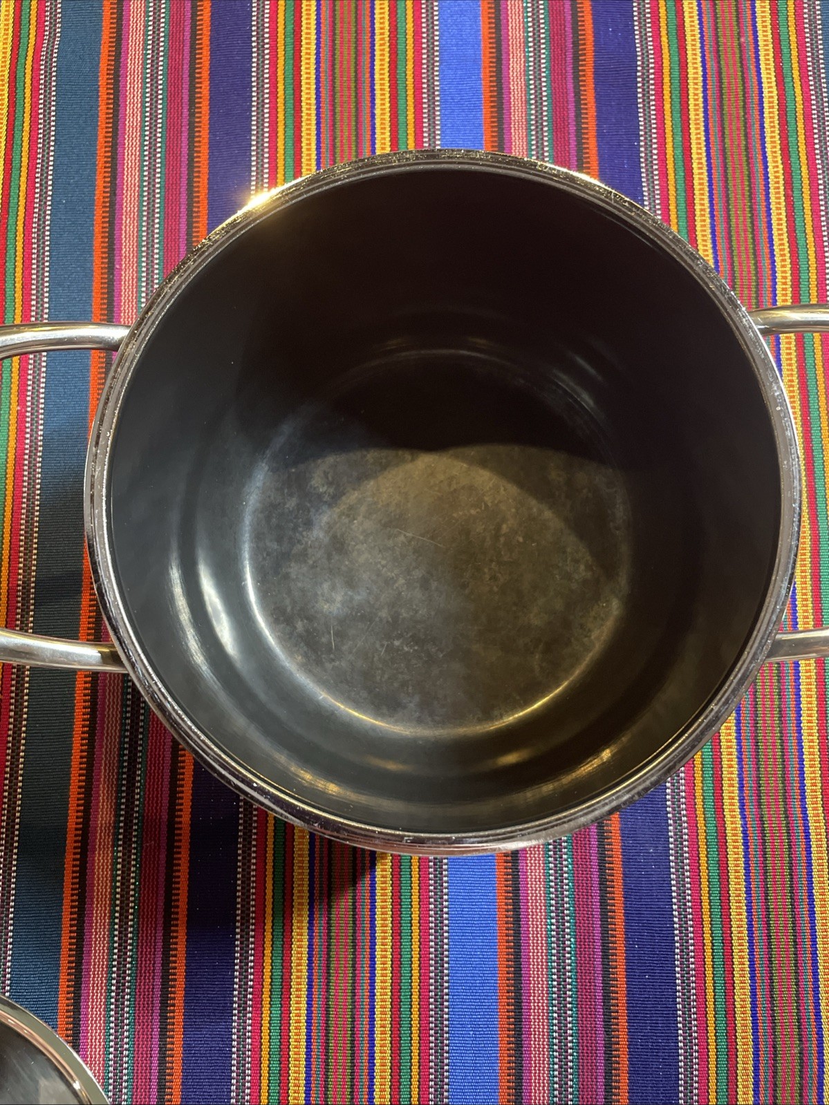 All-Clad 4 Quart Soup Pot Fusiontec Ceramic w Steel Core Onyx Black Germany GUC