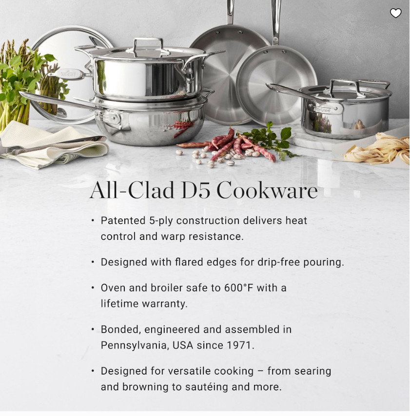 All-Clad D5 Stainless Steel Butter Warmer 0.5 Qt Mini Saucepan