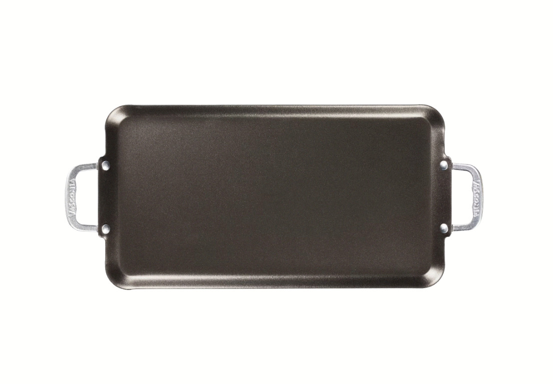 20×11″ Nonstick Double Burner Griddle,100% Aluminum, Oven Safe 450°F, Dishwasher