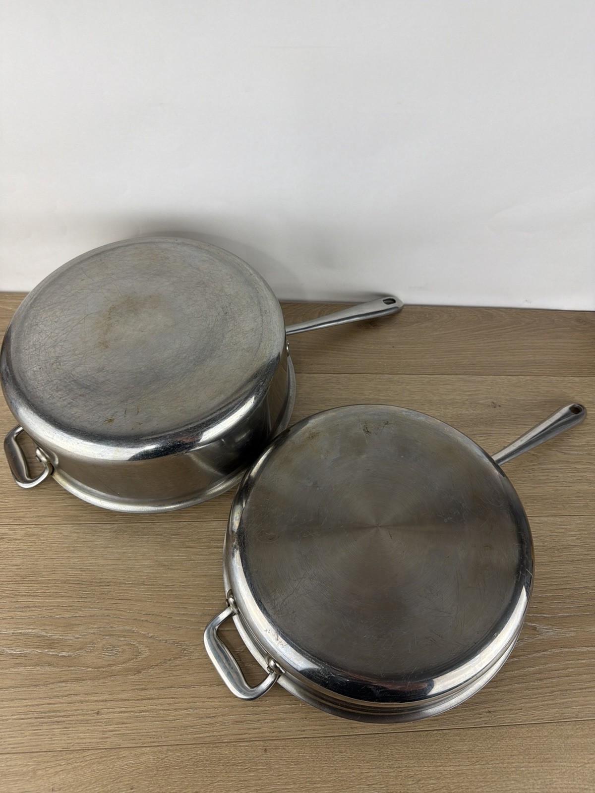 2 All Clad 11 Inch Stainless Steel Saute Skillet Pan 4.25” And 2.5” Deep -Read👇