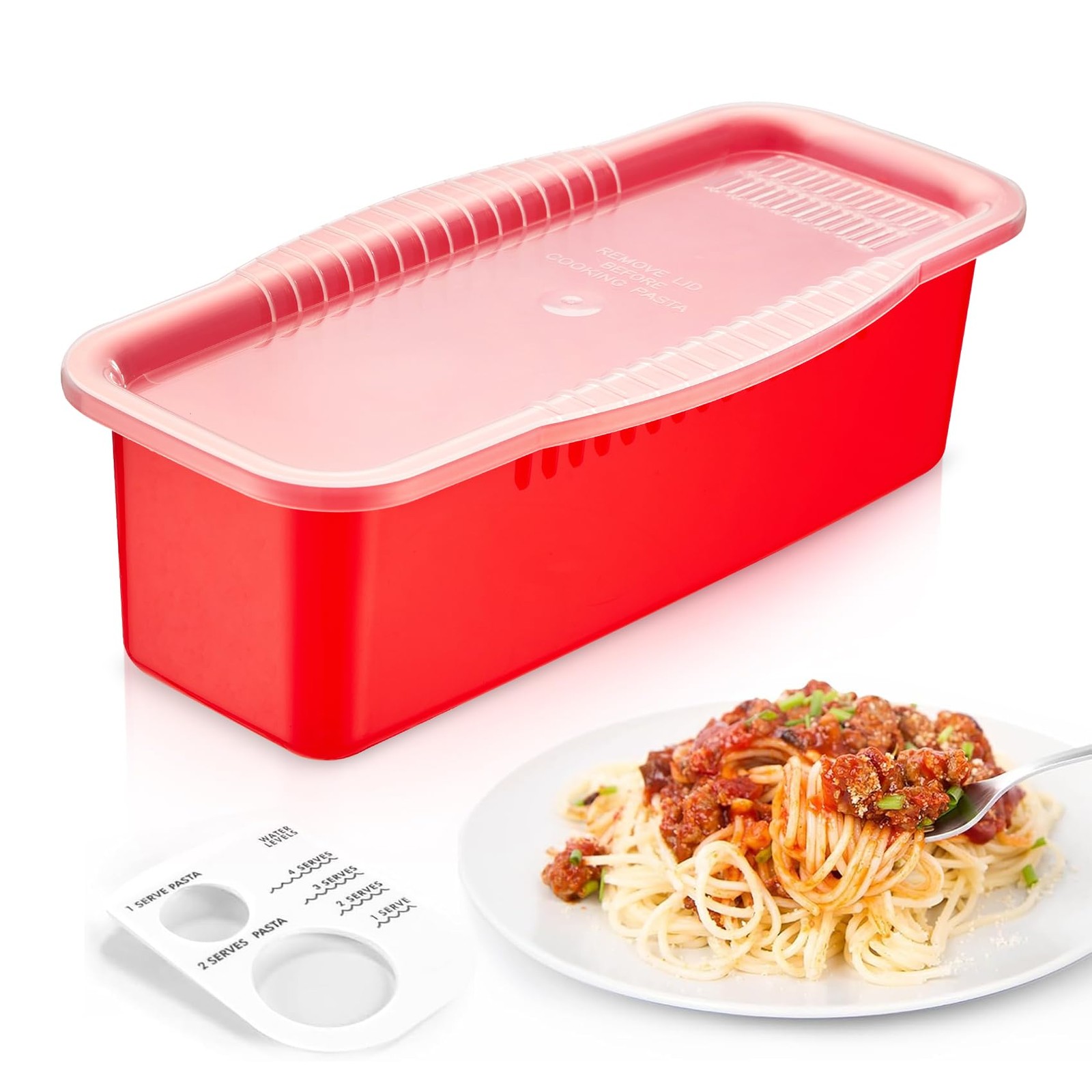 Microwave Pasta Spaghetti Cooker Pot with Strainer Lid,Pasta Cooker in Microw…