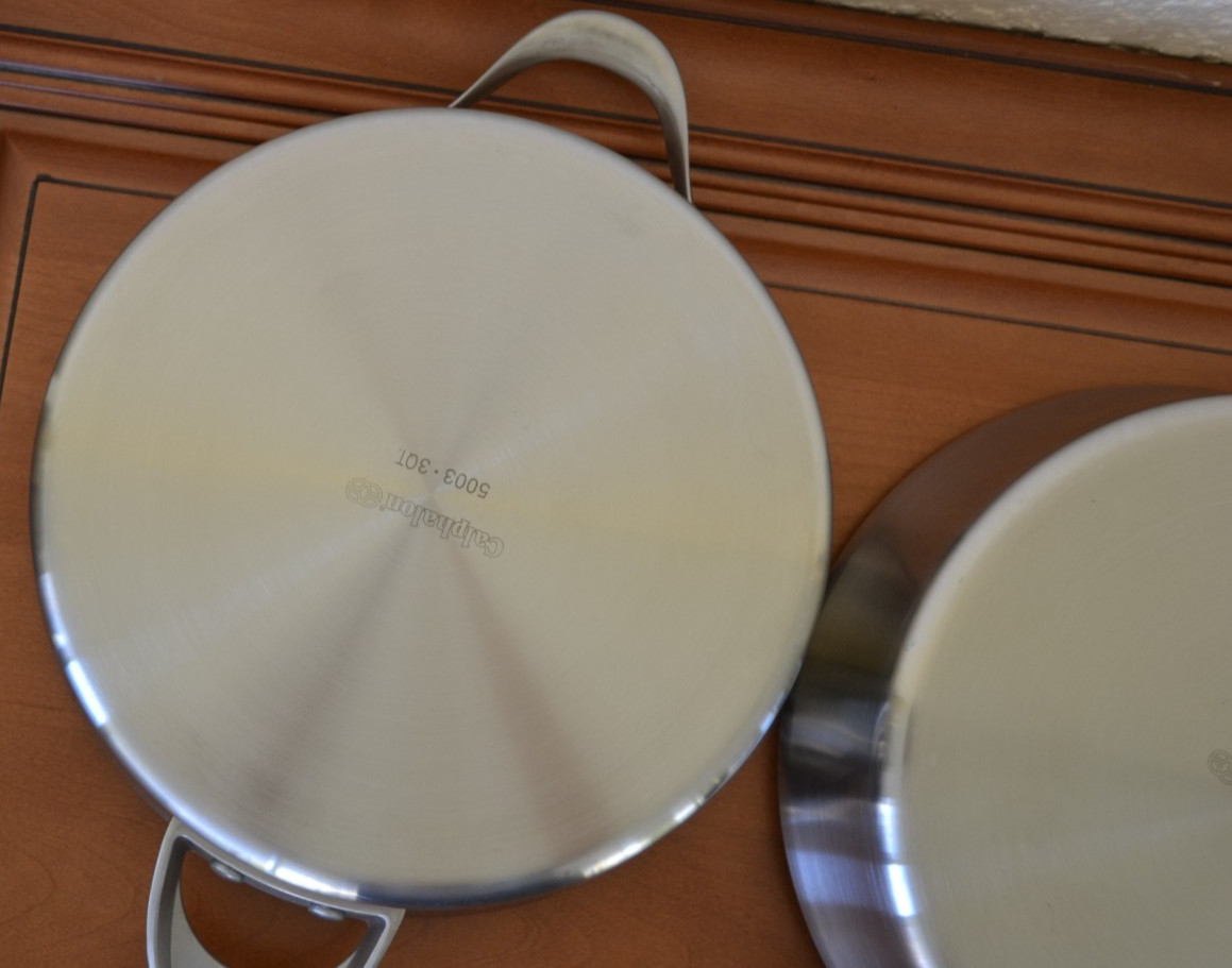 Calphalon Contemporary Stainless Steel 2 Sautepan pans with Lids and 10” Frypan
