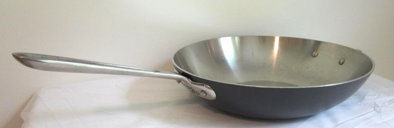 All Clad LTD 12 Stainless Steel Stir Fry Wok Pan Flat Bottom Beautiful Condition