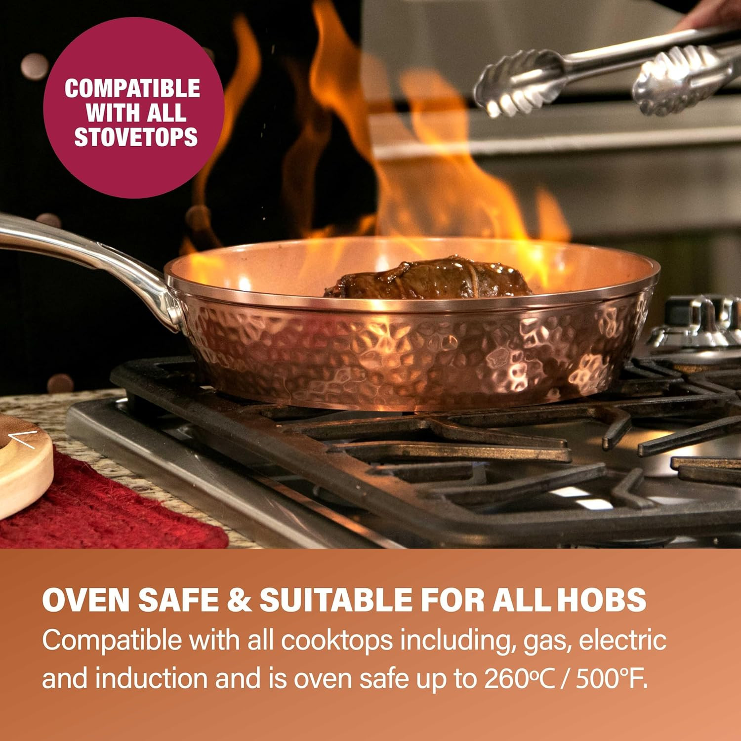 Hammered 15 Pc Ceramic Cookware Set Nonstick, Induction Pots and Pans Set Non St