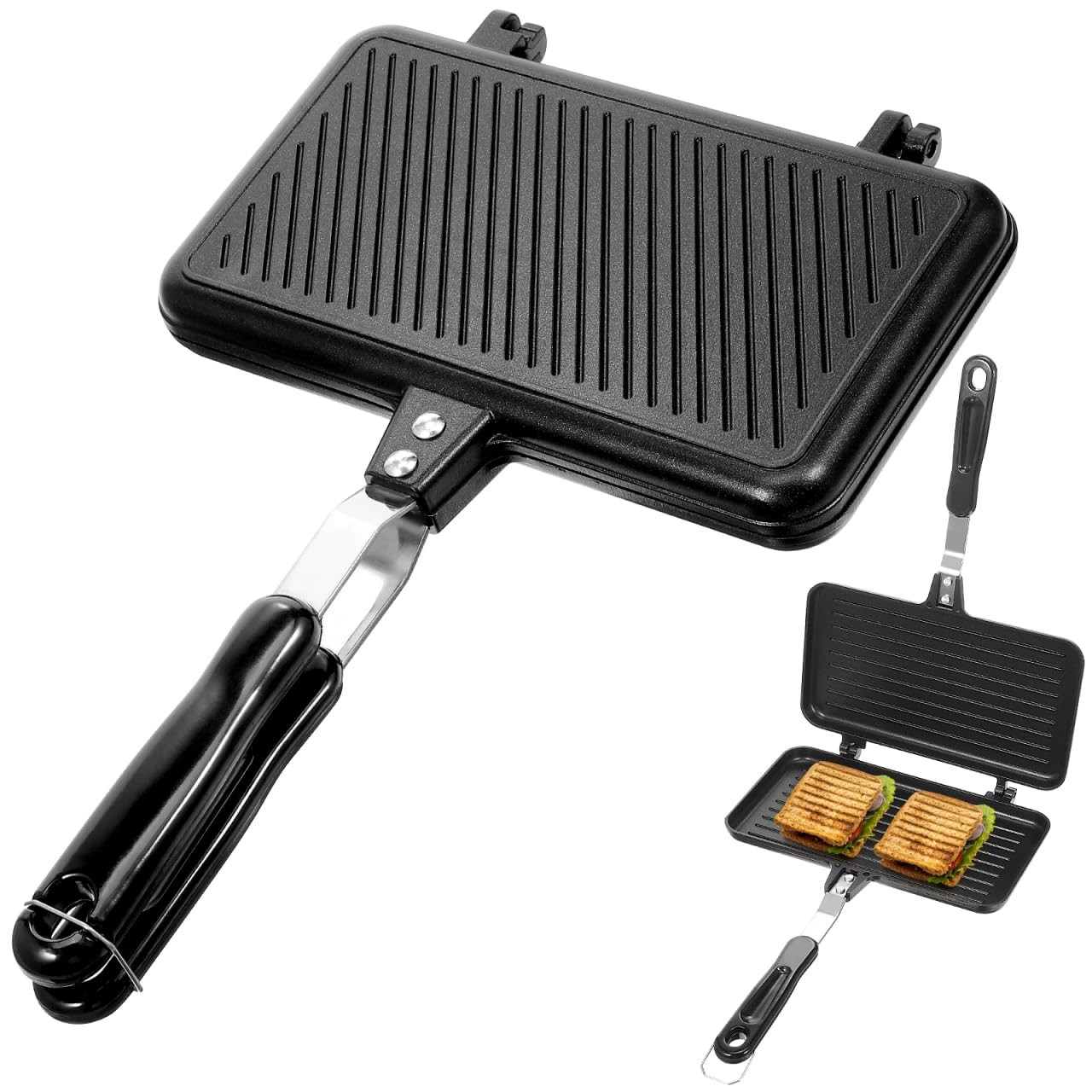 Double- Sided Frying Pan Non- Stick Grill Pan Waffle Maker Sandwich Baking Mo…