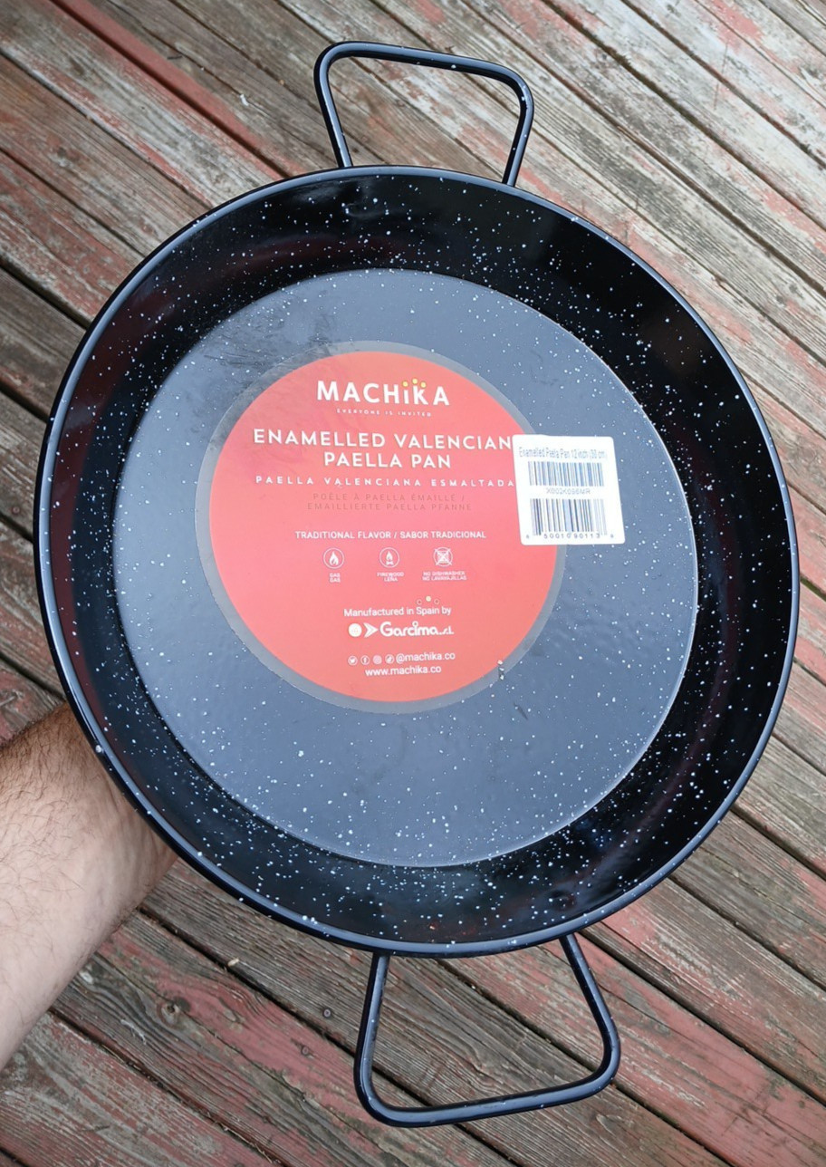Machika Retro Black Speckle Enamelled Valencian Paella Pan Cookware Spain 12″